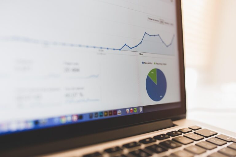 Business analytics dashboard on laptop showing data insights for small business decision making