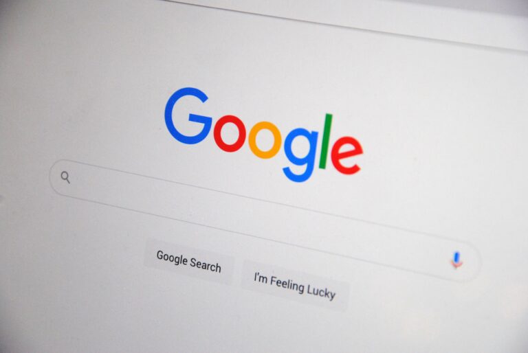 Close-up of the Google search homepage on a screen