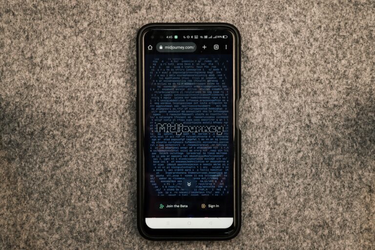 AI image generation tools like Midjourney on a smartphone for small business marketing visuals