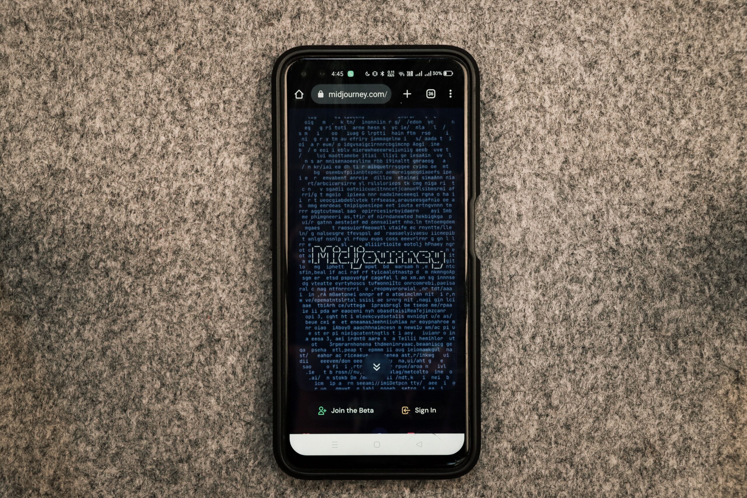 AI image generation tools like Midjourney on a smartphone for small business marketing visuals