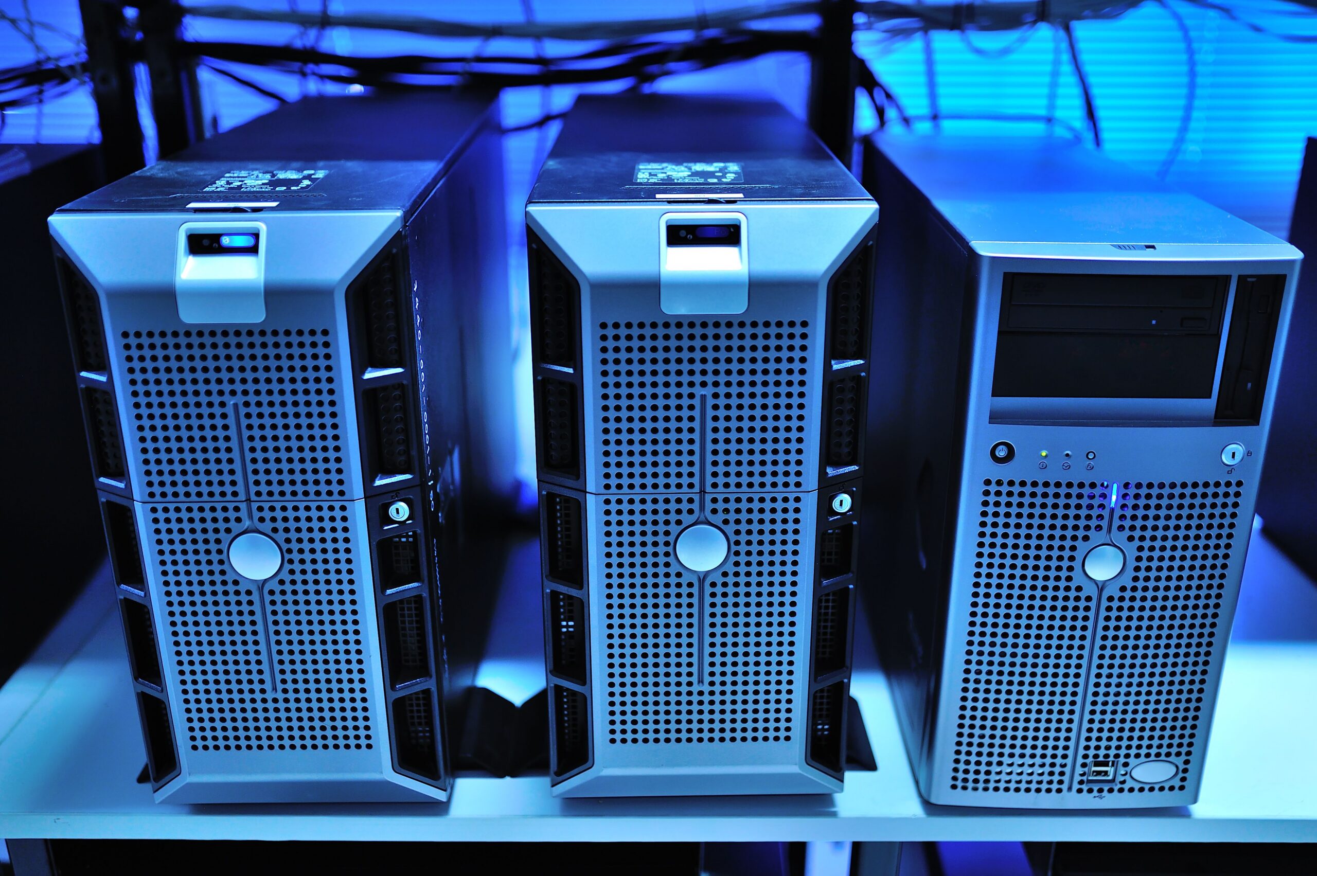 Modern rack-mounted server units in a data center representing WordPress backup infrastructure